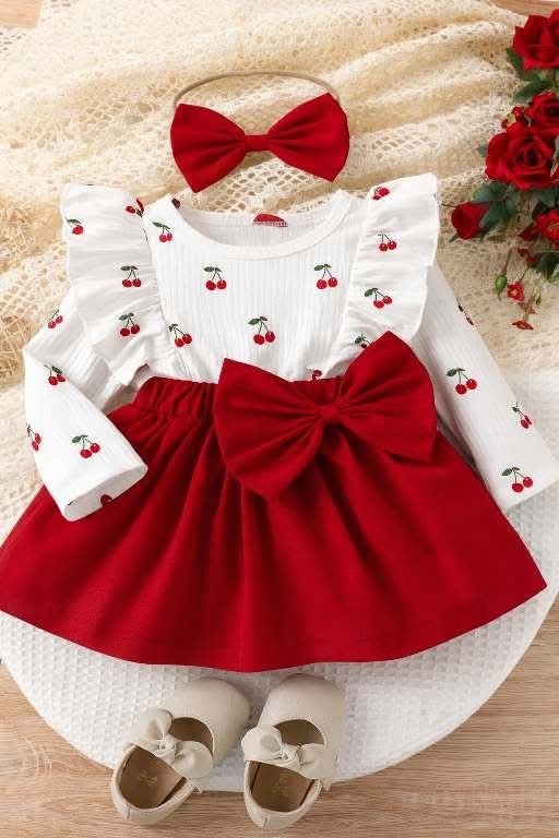 🌺اناقة طفولة بلمسة حمراء