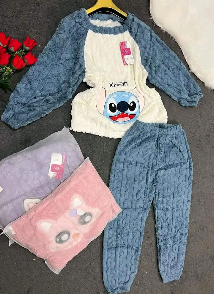 بيجاما شتوية فلوفي دافييية برسومات كرتونية