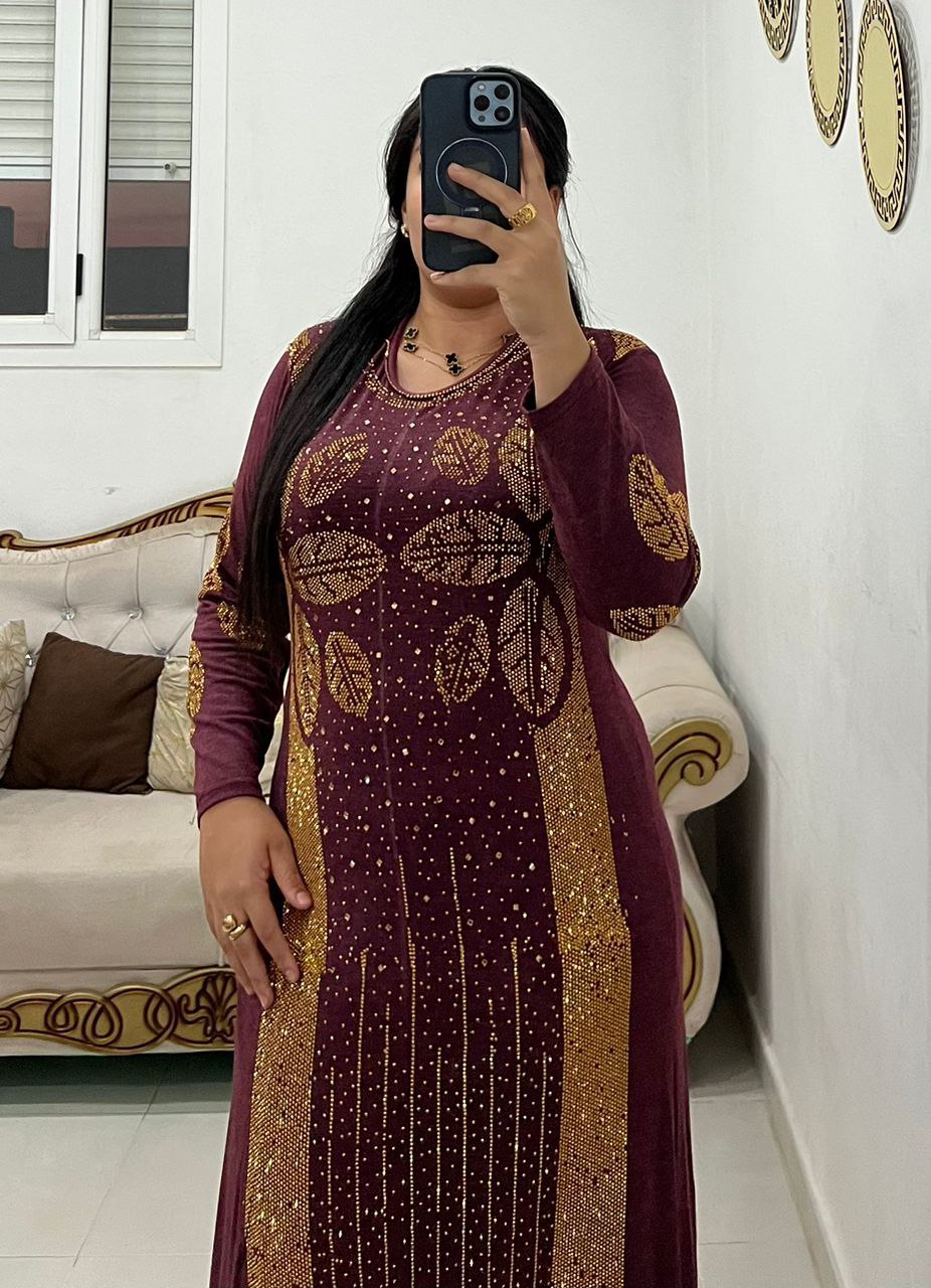 فستان بقماش كاشميرمتراسي معمر