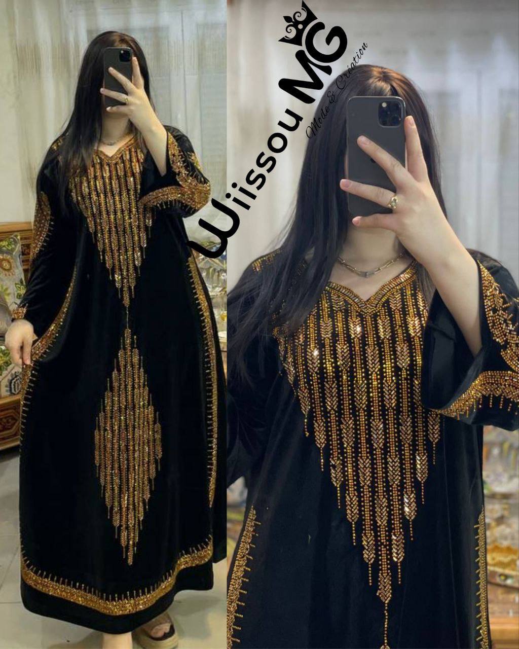 بدعية قيمة ♥️✅  قماش : قطيفة روايال  السعر : 365الف  مقاسات : M l xl xxl  لون اسود فقط 😍  سيري فيه : 4 قطع  منتوج محلي ….