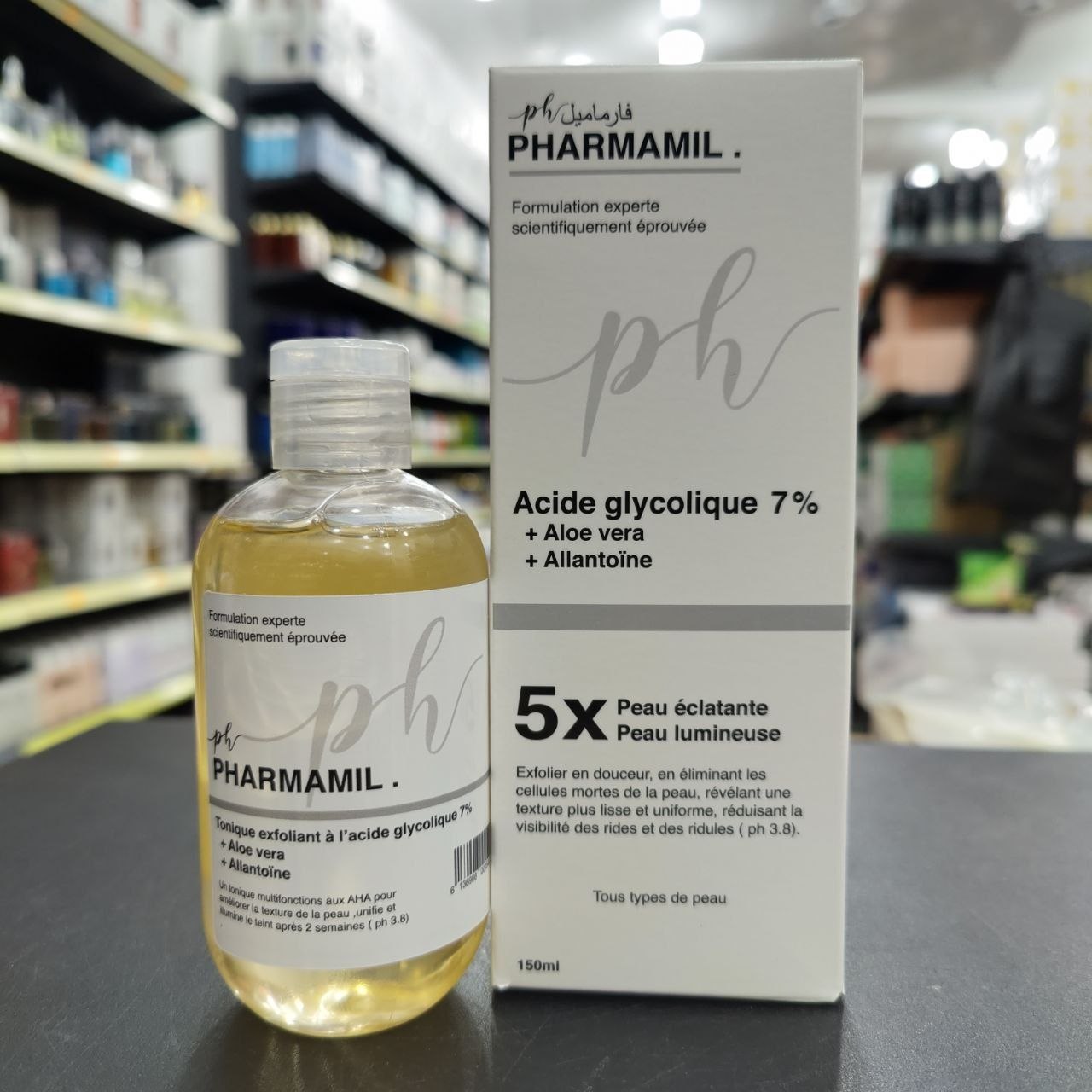 PHARMAMIL Tonique Exfoliant à l'Acide Glycolique 7% + Aloe Vera + Allantoïne - 150ml.